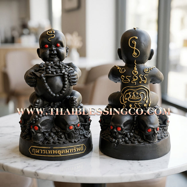 🔥 Sacred "Kuman Thong Thep Udom Sap" (The Celestial Child of Abundant Wealth) – Midnight Onyx Edition: Phra Arjan Phong, Wat Sai (2017) – The High-Performance Engine for Sovereign Fortune, Market Dominance, and Unstoppable Prosperity!