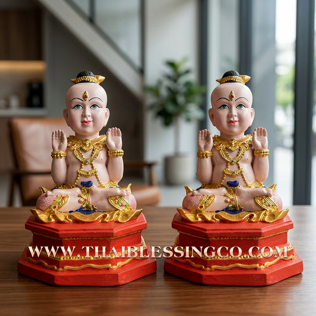 ✨🔥 Sacred "Kuman Thong" (The Celestial Golden Child) – Hand-Painted & Gold-Leaf Altar Edition: Phrakru Samu Suthep, Wat Don Klang, Suphan Buri (2014) – The Divine Engine for Prosperity, Market Dominance, and Unstoppable Financial Victory!