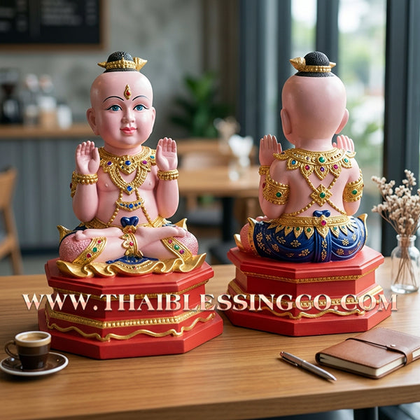 ✨🔥 Sacred "Kuman Thong" (The Celestial Golden Child) – Hand-Painted & Gold-Leaf Altar Edition: Phrakru Samu Suthep, Wat Don Klang, Suphan Buri (2014) – The Divine Engine for Prosperity, Market Dominance, and Unstoppable Financial Victory!