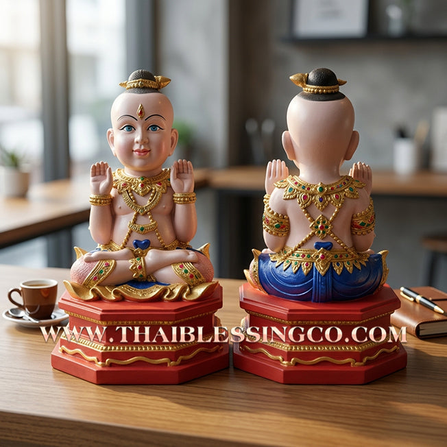 ✨🔥 Sacred "Kuman Thong" (The Celestial Golden Child) – Hand-Painted & Gold-Leaf Altar Edition: Phrakru Samu Suthep, Wat Don Klang, Suphan Buri (2014) – The Divine Engine for Prosperity, Market Dominance, and Unstoppable Financial Victory!