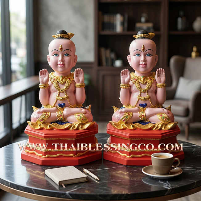 ✨🔥 Sacred "Kuman Thong" (The Celestial Golden Child) – Hand-Painted & Gold-Leaf Altar Edition: Phrakru Samu Suthep, Wat Don Klang, Suphan Buri (2014) – The Divine Engine for Prosperity, Market Dominance, and Unstoppable Financial Victory!