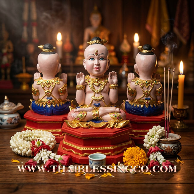 ✨🔥 Sacred "Kuman Thong" (The Celestial Golden Child) – Hand-Painted & Gold-Leaf Altar Edition: Phrakru Samu Suthep, Wat Don Klang, Suphan Buri (2014) – The Divine Engine for Prosperity, Market Dominance, and Unstoppable Financial Victory!