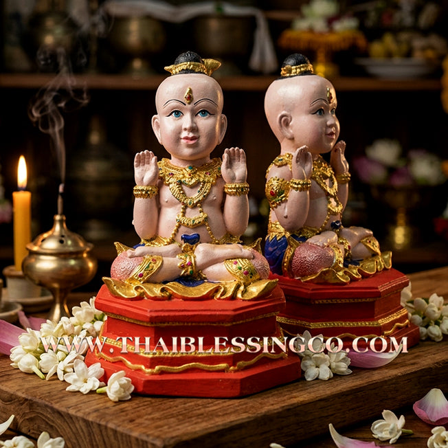 ✨🔥 Sacred "Kuman Thong" (The Celestial Golden Child) – Hand-Painted & Gold-Leaf Altar Edition: Phrakru Samu Suthep, Wat Don Klang, Suphan Buri (2014) – The Divine Engine for Prosperity, Market Dominance, and Unstoppable Financial Victory!