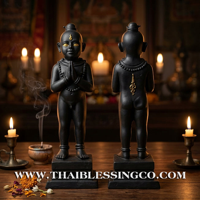 👦 Sacred "Kuman Thong" (The Golden Boy Spirit) – Black Mineral Ore Altar Edition: Ajarn San Khongvet (2015) – The Divine Engine for Shadow Protection, Absolute Wealth, and Unstoppable Life Elevation!