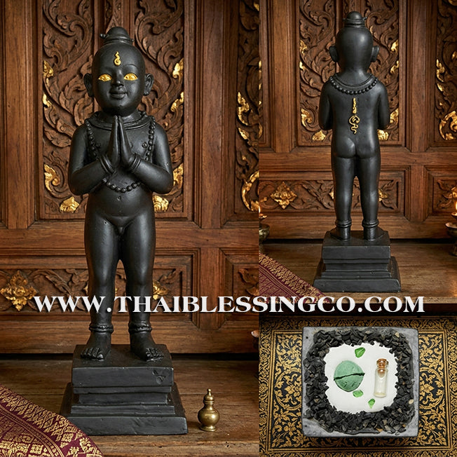 👦 Sacred "Kuman Thong" (The Golden Boy Spirit) – Black Mineral Ore Altar Edition: Ajarn San Khongvet (2015) – The Divine Engine for Shadow Protection, Absolute Wealth, and Unstoppable Life Elevation!