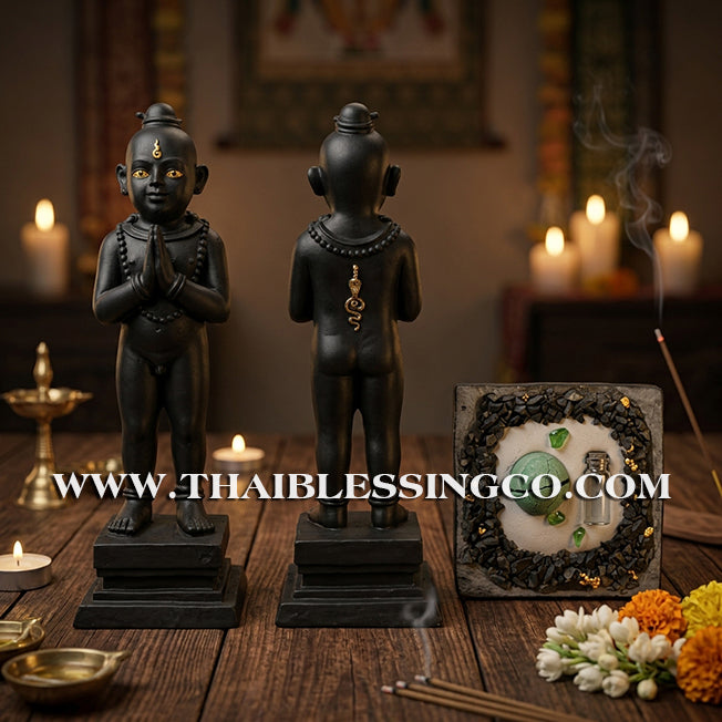 👦 Sacred "Kuman Thong" (The Golden Boy Spirit) – Black Mineral Ore Altar Edition: Ajarn San Khongvet (2015) – The Divine Engine for Shadow Protection, Absolute Wealth, and Unstoppable Life Elevation!