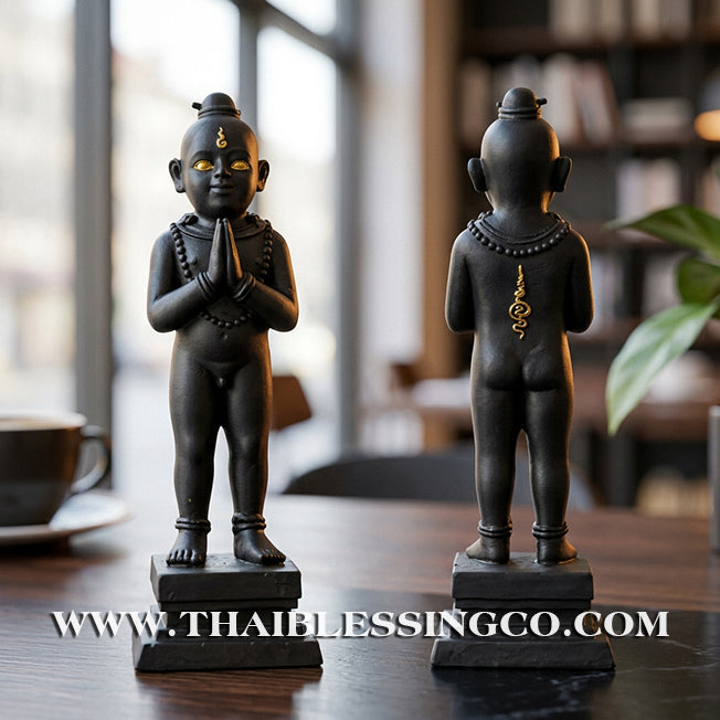 👦 Sacred "Kuman Thong" (The Golden Boy Spirit) – Black Mineral Ore Altar Edition: Ajarn San Khongvet (2015) – The Divine Engine for Shadow Protection, Absolute Wealth, and Unstoppable Life Elevation!