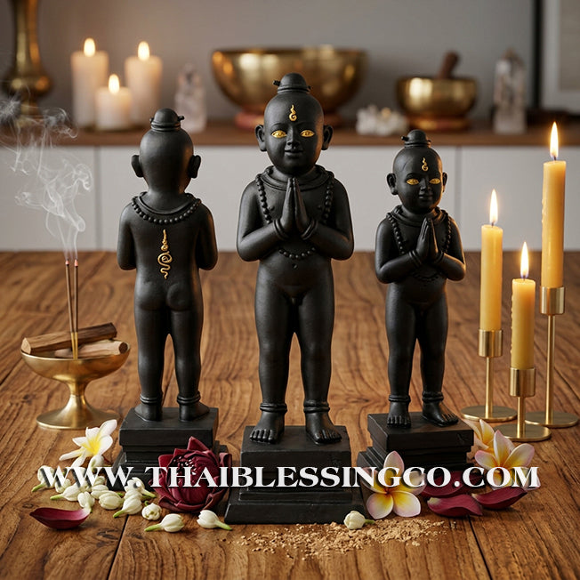 👦 Sacred "Kuman Thong" (The Golden Boy Spirit) – Black Mineral Ore Altar Edition: Ajarn San Khongvet (2015) – The Divine Engine for Shadow Protection, Absolute Wealth, and Unstoppable Life Elevation!