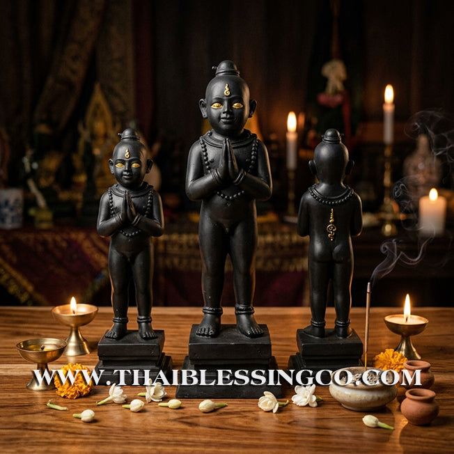 👦 Sacred "Kuman Thong" (The Golden Boy Spirit) – Black Mineral Ore Altar Edition: Ajarn San Khongvet (2015) – The Divine Engine for Shadow Protection, Absolute Wealth, and Unstoppable Life Elevation!