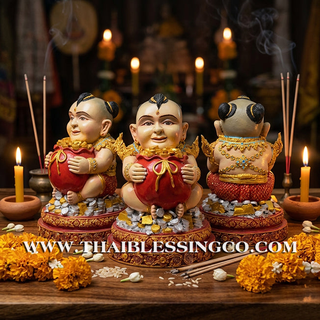 ✨🔥 Sacred "Kuman Thong" (The Golden Boy Spirit) – Hand-Painted Mineral Ore Edition: Ajarn San Khongvet (2013) – The Divine Engine for Commercial Speed, Radiant Luck, and Unstoppable Life Elevation!