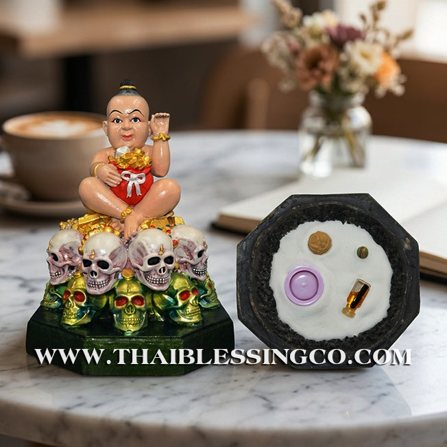 🪨 Sacred "Kuman Thong" (The Golden Boy Spirit) – Hand-Painted Sacred Mineral Edition: Ajarn Harit – The Divine Engine for Primal Wealth, Commercial Command, and Unstoppable Life Elevation!