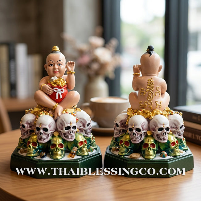🪨 Sacred "Kuman Thong" (The Golden Boy Spirit) – Hand-Painted Sacred Mineral Edition: Ajarn Harit – The Divine Engine for Primal Wealth, Commercial Command, and Unstoppable Life Elevation!