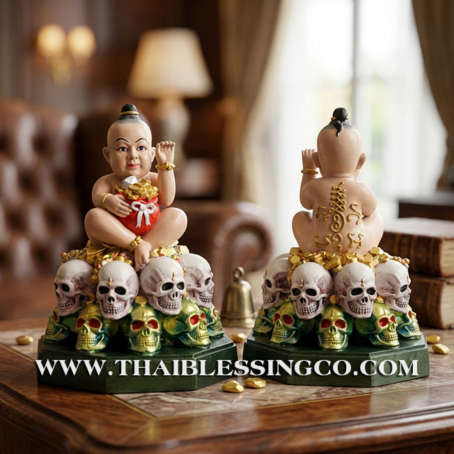 🪨 Sacred "Kuman Thong" (The Golden Boy Spirit) – Hand-Painted Sacred Mineral Edition: Ajarn Harit – The Divine Engine for Primal Wealth, Commercial Command, and Unstoppable Life Elevation!