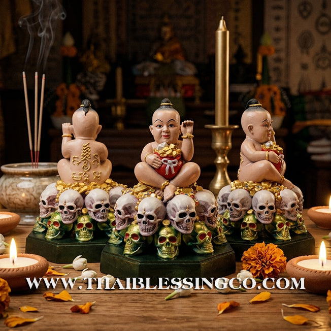 🪨 Sacred "Kuman Thong" (The Golden Boy Spirit) – Hand-Painted Sacred Mineral Edition: Ajarn Harit – The Divine Engine for Primal Wealth, Commercial Command, and Unstoppable Life Elevation!