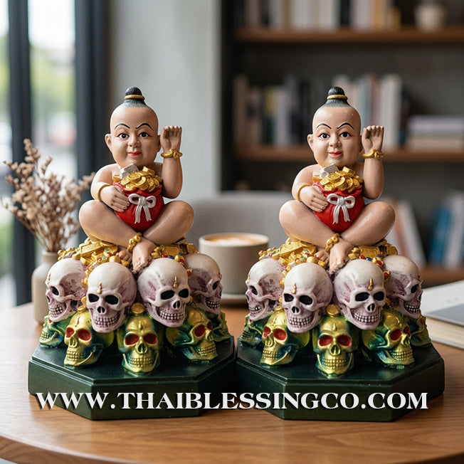 🪨 Sacred "Kuman Thong" (The Golden Boy Spirit) – Hand-Painted Sacred Mineral Edition: Ajarn Harit – The Divine Engine for Primal Wealth, Commercial Command, and Unstoppable Life Elevation!