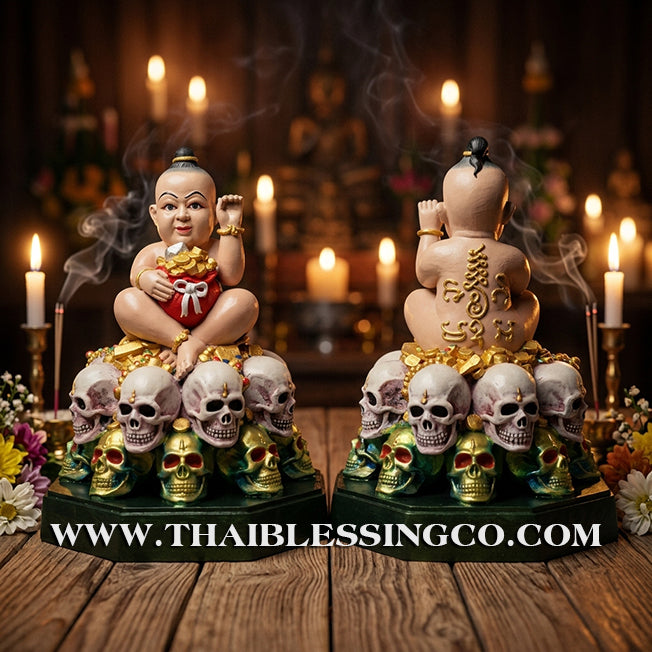 🪨 Sacred "Kuman Thong" (The Golden Boy Spirit) – Hand-Painted Sacred Mineral Edition: Ajarn Harit – The Divine Engine for Primal Wealth, Commercial Command, and Unstoppable Life Elevation!