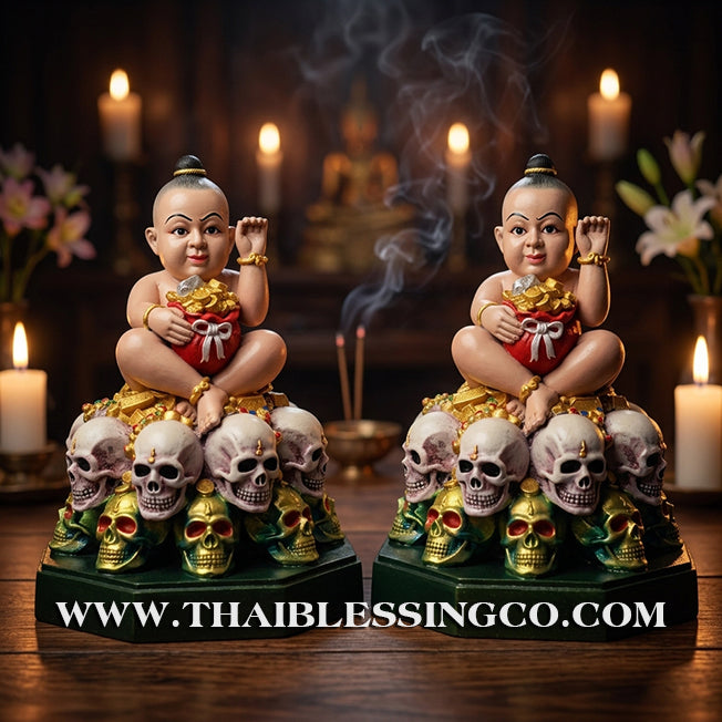 🪨 Sacred "Kuman Thong" (The Golden Boy Spirit) – Hand-Painted Sacred Mineral Edition: Ajarn Harit – The Divine Engine for Primal Wealth, Commercial Command, and Unstoppable Life Elevation!