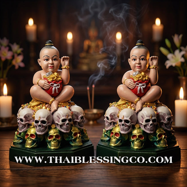 🪨 Sacred "Kuman Thong" (The Golden Boy Spirit) – Hand-Painted Sacred Mineral Edition: Ajarn Harit – The Divine Engine for Primal Wealth, Commercial Command, and Unstoppable Life Elevation!