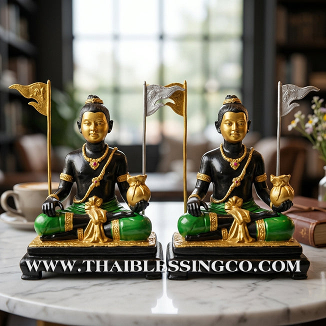 🌑 Sacred "Kuman Thong" (The Golden Boy Spirit) – Mystic Metal Ong Khru Altar Edition: Ajarn Weeratheep Yan Khru Prasit (2015) – The Divine Engine for Heavy Wealth, Supernatural Influence, and Unstoppable Life Elevation!