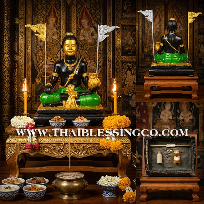 🌑 Sacred "Kuman Thong" (The Golden Boy Spirit) – Mystic Metal Ong Khru Altar Edition: Ajarn Weeratheep Yan Khru Prasit (2015) – The Divine Engine for Heavy Wealth, Supernatural Influence, and Unstoppable Life Elevation!