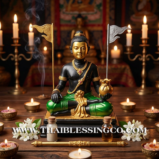 🌑 Sacred "Kuman Thong" (The Golden Boy Spirit) – Mystic Metal Ong Khru Altar Edition: Ajarn Weeratheep Yan Khru Prasit (2015) – The Divine Engine for Heavy Wealth, Supernatural Influence, and Unstoppable Life Elevation!