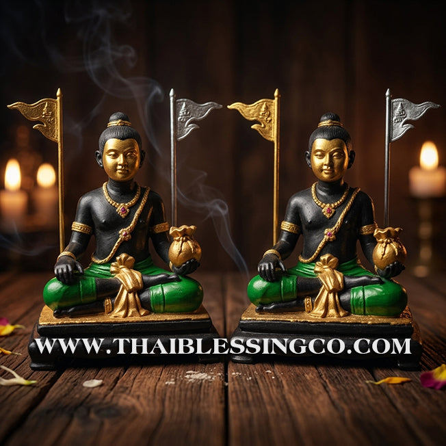 🌑 Sacred "Kuman Thong" (The Golden Boy Spirit) – Mystic Metal Ong Khru Altar Edition: Ajarn Weeratheep Yan Khru Prasit (2015) – The Divine Engine for Heavy Wealth, Supernatural Influence, and Unstoppable Life Elevation!