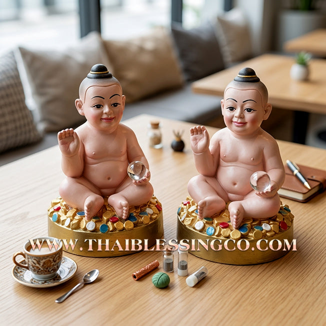 ✨🔥 Sacred "Kuman Thong" (The Golden Boy Spirit) – Pink Lotus Altar Edition: Phra Ajarn Wan, Wat Pa Pracha Samakkhi Dham (2012) – The Divine Engine for Commercial Dominance, Radiant Charm, and Unstoppable Life Elevation!