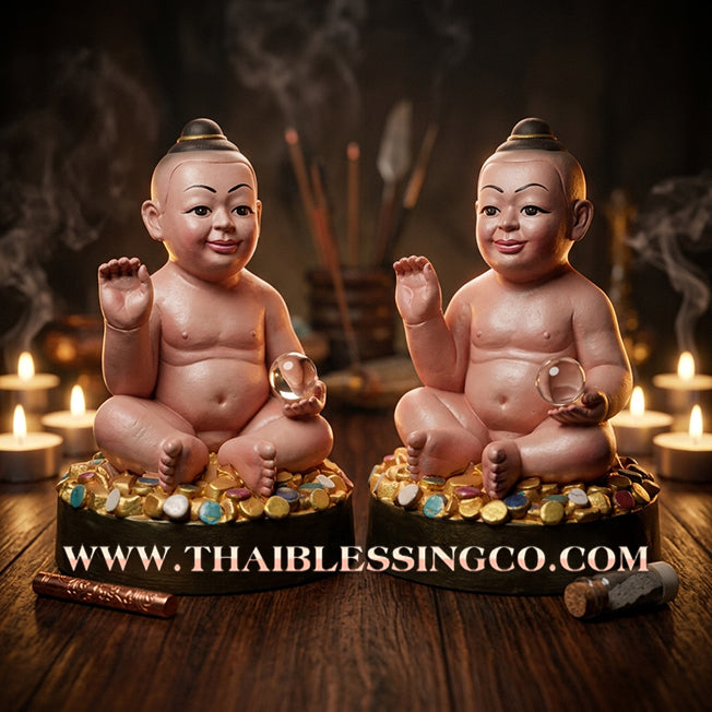 ✨🔥 Sacred "Kuman Thong" (The Golden Boy Spirit) – Pink Lotus Altar Edition: Phra Ajarn Wan, Wat Pa Pracha Samakkhi Dham (2012) – The Divine Engine for Commercial Dominance, Radiant Charm, and Unstoppable Life Elevation!