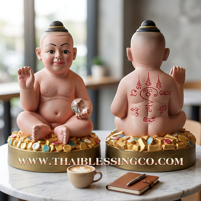 ✨🔥 Sacred "Kuman Thong" (The Golden Boy Spirit) – Pink Lotus Altar Edition: Phra Ajarn Wan, Wat Pa Pracha Samakkhi Dham (2012) – The Divine Engine for Commercial Dominance, Radiant Charm, and Unstoppable Life Elevation!
