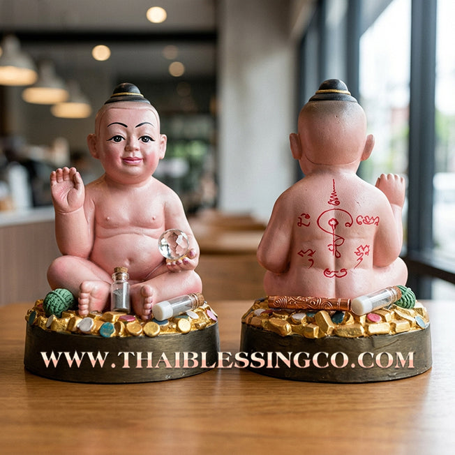 ✨🔥 Sacred "Kuman Thong" (The Golden Boy Spirit) – Pink Lotus Altar Edition: Phra Ajarn Wan, Wat Pa Pracha Samakkhi Dham (2012) – The Divine Engine for Commercial Dominance, Radiant Charm, and Unstoppable Life Elevation!