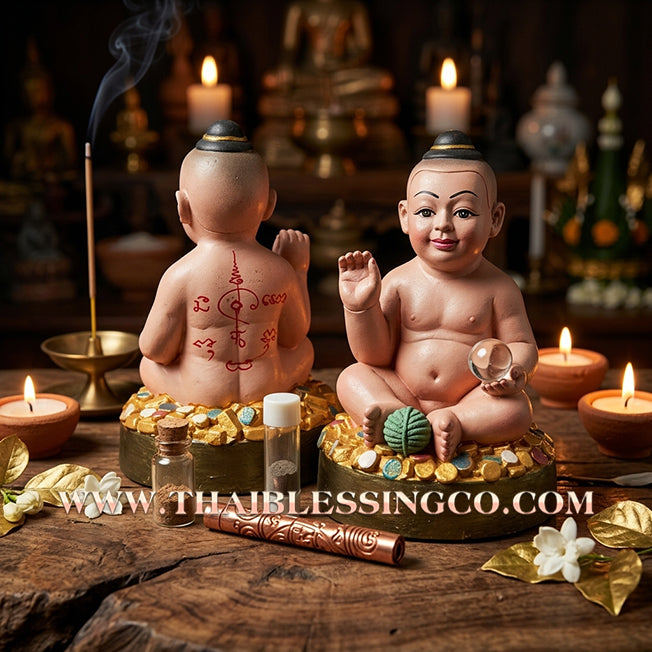 ✨🔥 Sacred "Kuman Thong" (The Golden Boy Spirit) – Pink Lotus Altar Edition: Phra Ajarn Wan, Wat Pa Pracha Samakkhi Dham (2012) – The Divine Engine for Commercial Dominance, Radiant Charm, and Unstoppable Life Elevation!