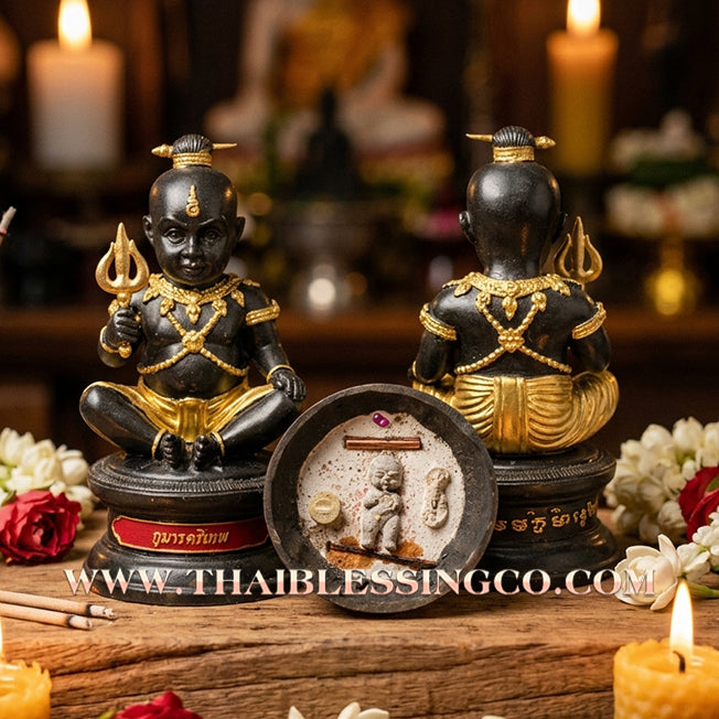 👦 Sacred "Kuman Tri-Thep" (The Three Celestial Kumaras) – Bucha Statue Edition: Luang Pu Nen Kaeo (2013) – The Divine Architect of Trade, Wealth Suction, and Unstoppable Prosperity!