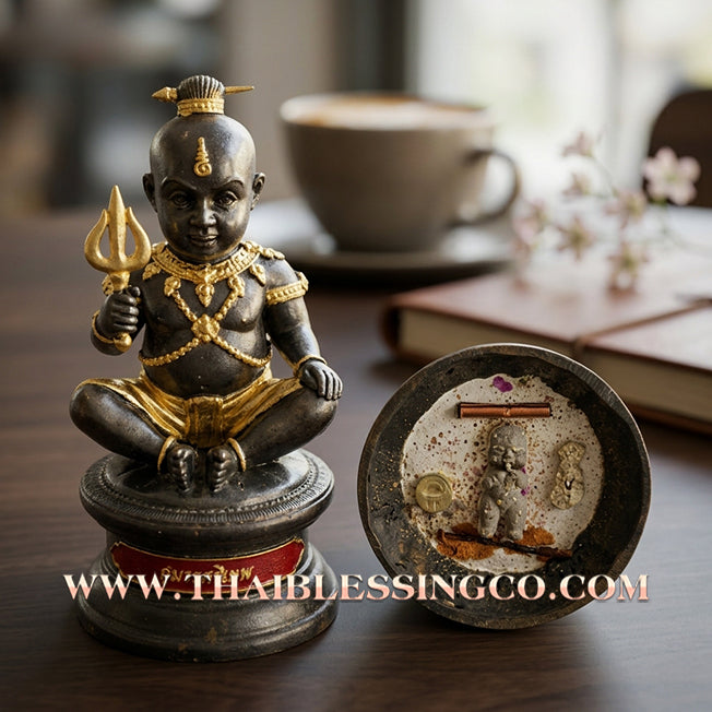 👦 Sacred "Kuman Tri-Thep" (The Three Celestial Kumaras) – Bucha Statue Edition: Luang Pu Nen Kaeo (2013) – The Divine Architect of Trade, Wealth Suction, and Unstoppable Prosperity!