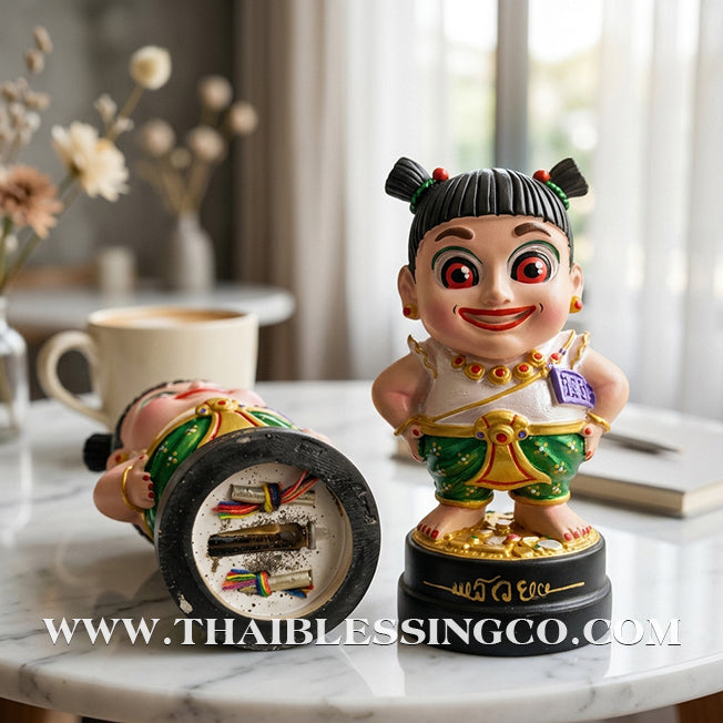 🌸 Sacred "Kumaree Nong Mee-Ngern" (The Wealthy Spirit Daughter) – Altar Resin Edition: Luang Phor Klom, Wat Khok U-Thong, Sa Kaeo – The Divine Engine for Financial Flow, Enchanting Charm, and Unstoppable Life Elevation!