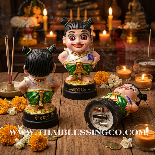 🌸 Sacred "Kumaree Nong Mee-Ngern" (The Wealthy Spirit Daughter) – Altar Resin Edition: Luang Phor Klom, Wat Khok U-Thong, Sa Kaeo – The Divine Engine for Financial Flow, Enchanting Charm, and Unstoppable Life Elevation!