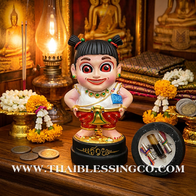 🌸 Sacred "Kumaree Nong Mee-Ngern" (The Wealthy Spirit Daughter) – Altar Resin Edition: Luang Phor Klom, Wat Khok U-Thong, Sa Kaeo – The Divine Engine for Financial Flow, Enchanting Charm, and Unstoppable Life Elevation!