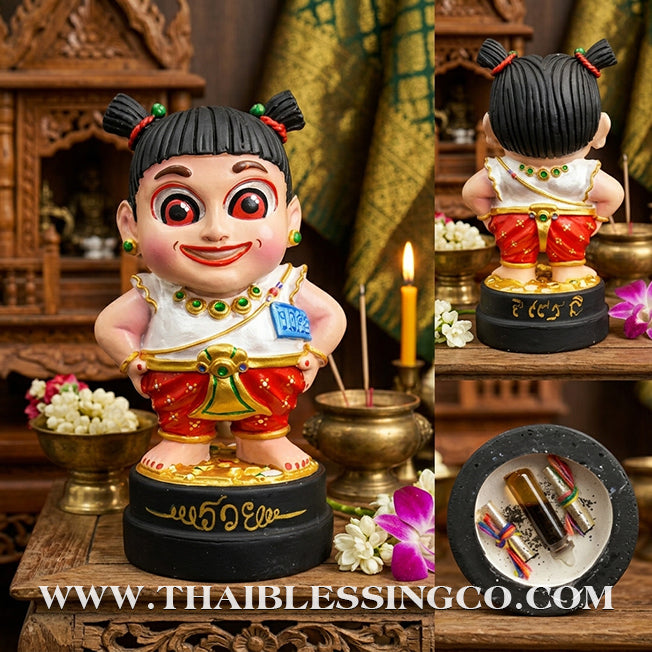 🌸 Sacred "Kumaree Nong Mee-Ngern" (The Wealthy Spirit Daughter) – Altar Resin Edition: Luang Phor Klom, Wat Khok U-Thong, Sa Kaeo – The Divine Engine for Financial Flow, Enchanting Charm, and Unstoppable Life Elevation!