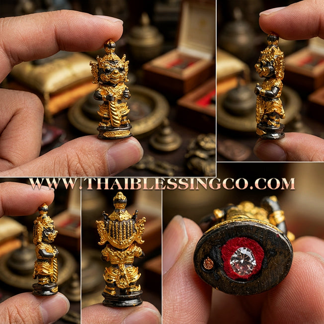 👹 Sacred Kuwen Noi "Hundred Millionaire" Edition 2: Authentic Thai Black Onyx-Body Samlit Amulet for Absolute Wealth & Protection by Arjan Krai Det (2019)