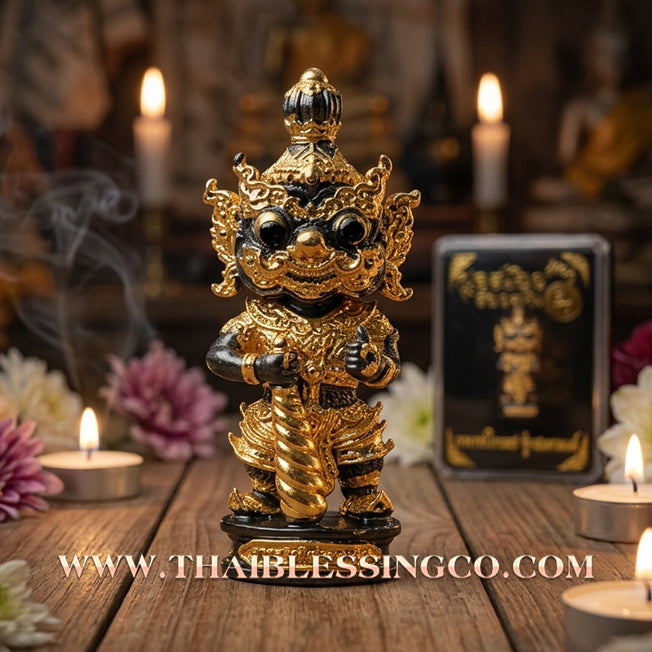 👹 Sacred Kuwen Noi "Hundred Millionaire" Edition 2: Authentic Thai Black Onyx-Body Samlit Amulet for Absolute Wealth & Protection by Arjan Krai Det (2019)