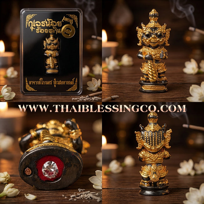 👹 Sacred Kuwen Noi "Hundred Millionaire" Edition 2: Authentic Thai Black Onyx-Body Samlit Amulet for Absolute Wealth & Protection by Arjan Krai Det (2019)