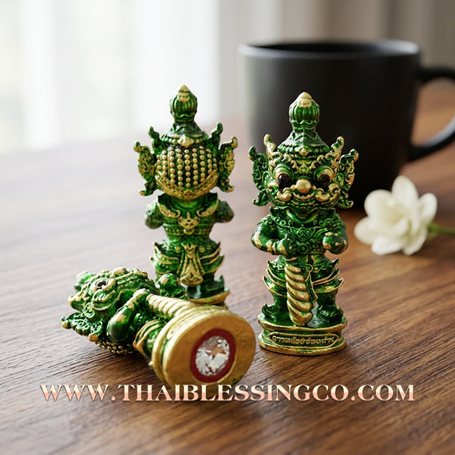 👹 Sacred Kuwen Noi "Hundred Millionaire" Edition 2: Authentic Thai Emerald-Body Samlit Amulet for Thriving Growth & Infinite Wealth by Arjan Krai Det (2019)