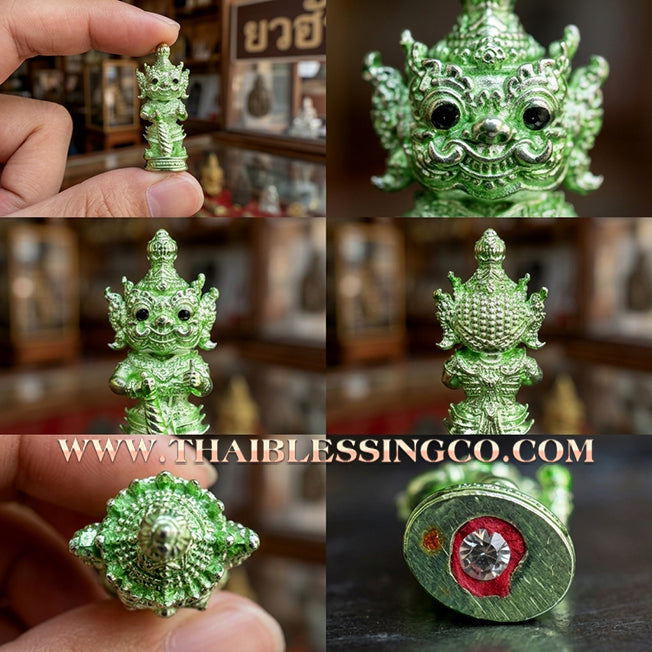 👹 Sacred Kuwen Noi "Hundred Millionaire" Edition 2: Authentic Thai Jade-Green Samlit Amulet for Noble Wealth & Eternal Fortune by Arjan Krai Det (2019)