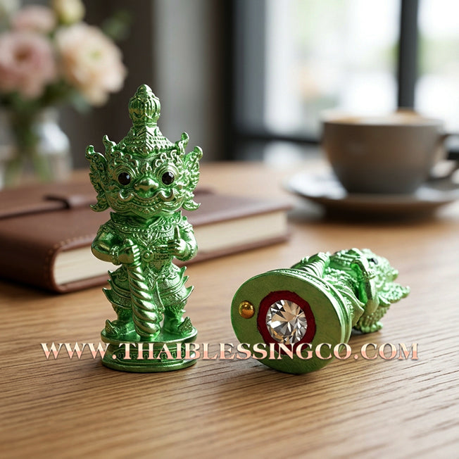 👹 Sacred Kuwen Noi "Hundred Millionaire" Edition 2: Authentic Thai Jade-Green Samlit Amulet for Noble Wealth & Eternal Fortune by Arjan Krai Det (2019)