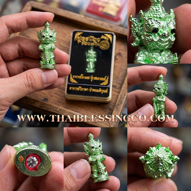 👹 Sacred Kuwen Noi "Hundred Millionaire" Edition 2: Authentic Thai Jade-Green Samlit Amulet for Noble Wealth & Eternal Fortune by Arjan Krai Det (2019)