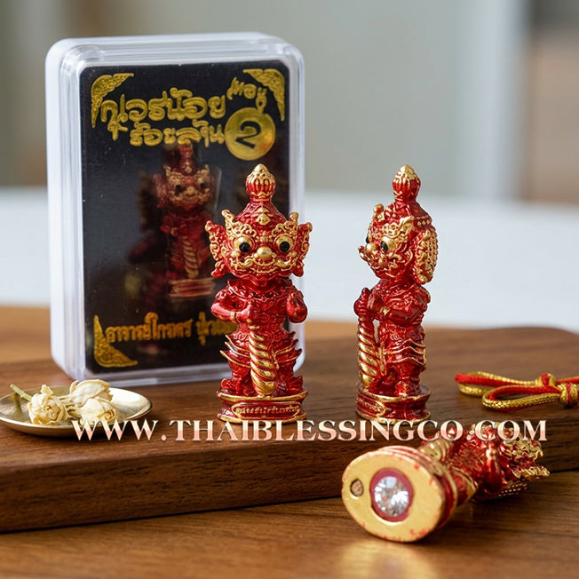 👹 Sacred Kuwen Noi "Hundred Millionaire" Edition 2: Authentic Thai Ruby-Body Samlit Amulet for Instant Wealth & Divine Fortune by Arjan Krai Det (2019)