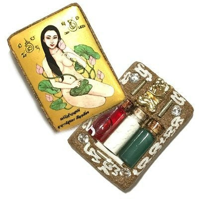 ✨ Sacred Locket Mae Bua Chao Sane (Bua Bangbai) - Gold Masterpiece Edition with Charm Takrud, Cemetery Wax & Maha Sane Herbs (2561 BE by Ajarn Suntorn Phueak Tiang) - Ultimate Seduction, Romantic Success & Wealth Magnet
