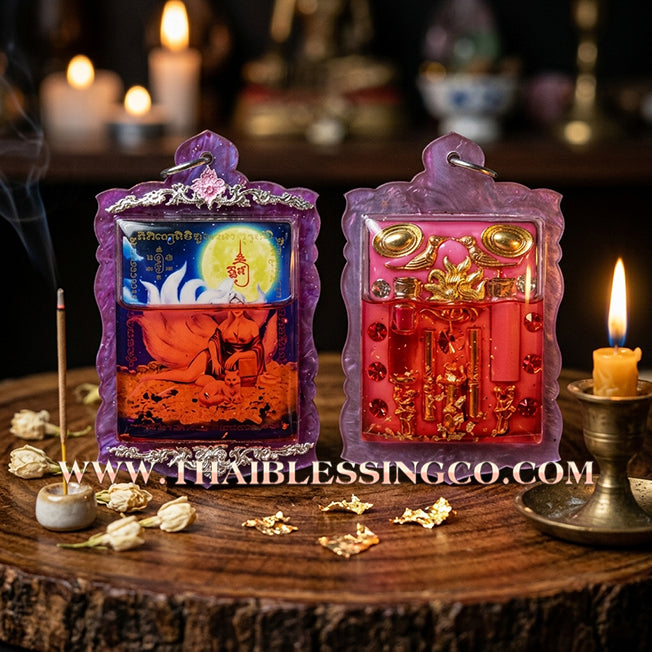 🦊 Sacred "Nang Phaya Jing Jok Kao Hang" (The 9-Tailed Fox Queen Locket) – Sacred Oil Immersion Edition: Luang Pu Nen Kaeo, Wat Udom Phraison (2023) – The Ultimate Engine for Hypnotic Attraction, Sovereign Wealth, and Unstoppable Aura!