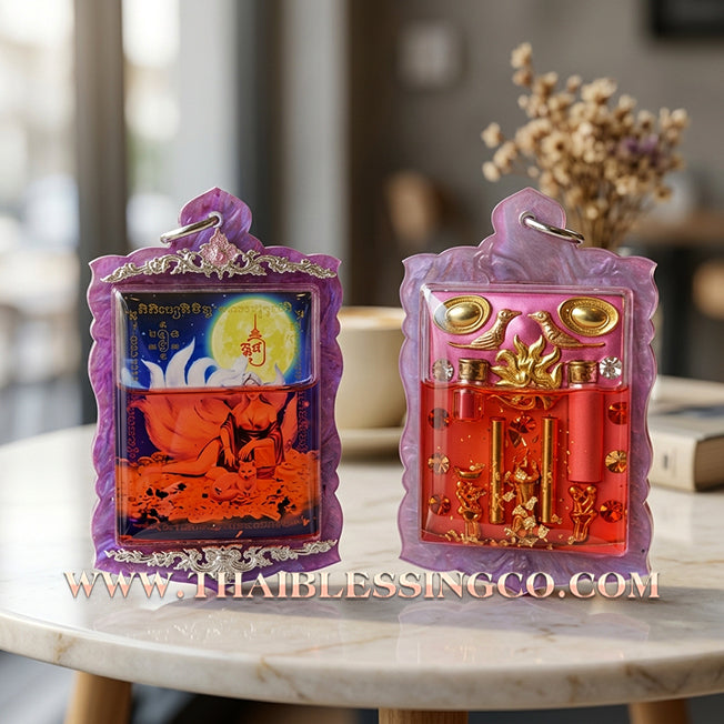 🦊 Sacred "Nang Phaya Jing Jok Kao Hang" (The 9-Tailed Fox Queen Locket) – Sacred Oil Immersion Edition: Luang Pu Nen Kaeo, Wat Udom Phraison (2023) – The Ultimate Engine for Hypnotic Attraction, Sovereign Wealth, and Unstoppable Aura!
