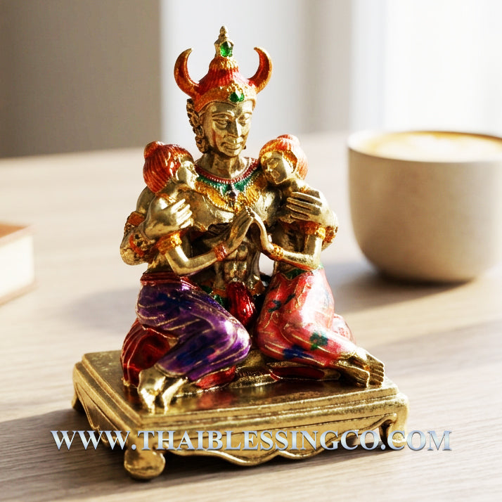 👑 Sacred "Phaya Khao Kham" Celestial Prince of Attraction - Royal Gold-Plated Bronze with Sacred Enamel Accents (2025 Imperial Series) - Blessed by Khru Ba Nuea Rit, Wat Saphan Dam 3.3 x 2.1 cm