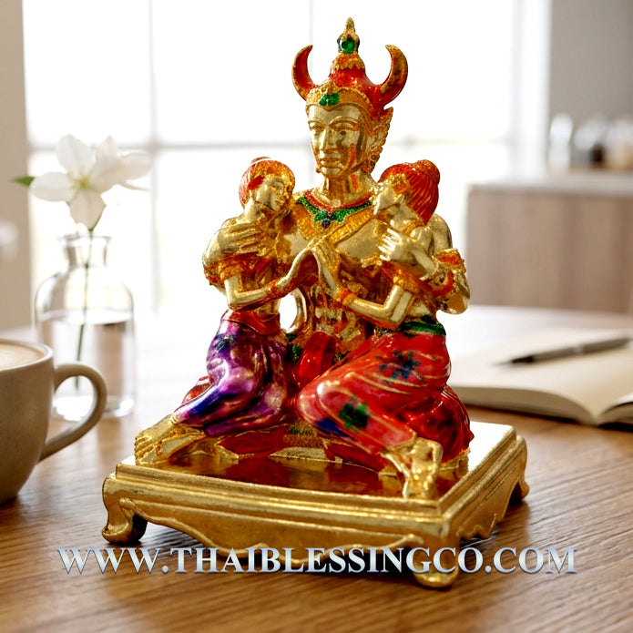 👑 Sacred "Phaya Khao Kham" Celestial Prince of Attraction - Royal Gold-Plated Bronze with Sacred Enamel Accents (2025 Imperial Series) - Blessed by Khru Ba Nuea Rit, Wat Saphan Dam 3.3 x 2.1 cm